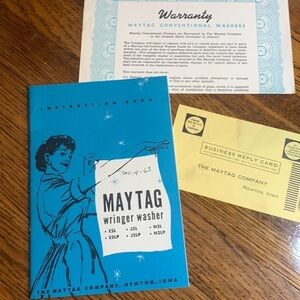 Maytag Wringer Washer 1963 Instruction Book Warrenty info.